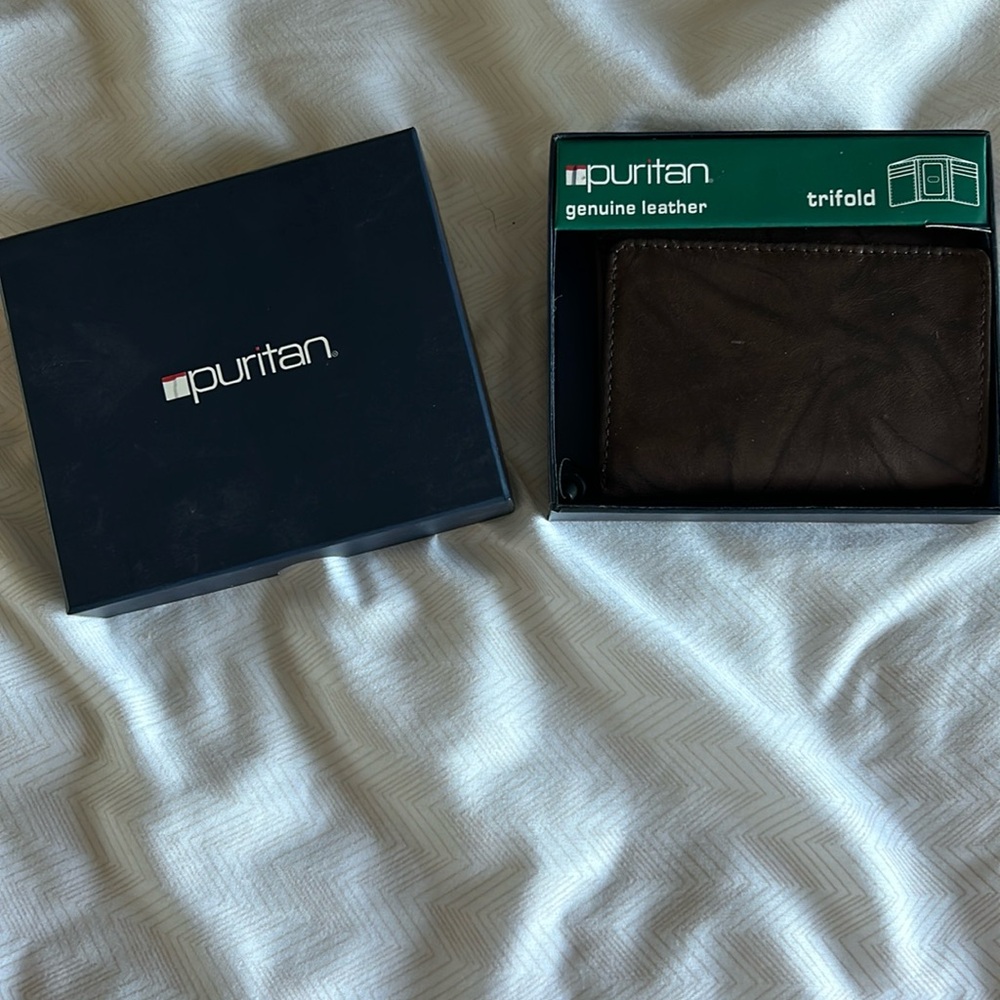 Marble Brown Leather Puritan Wallet NIB